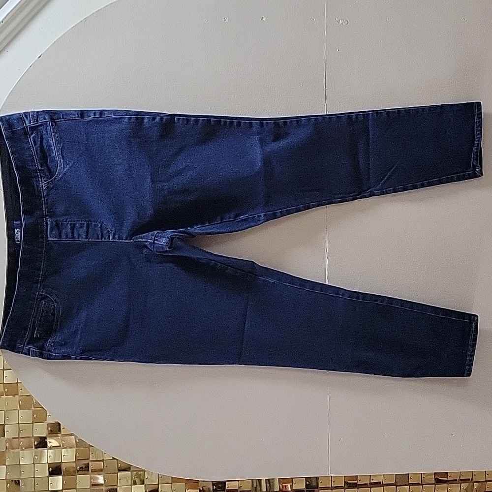 Chaps Denim Skinny Jeans Women's Plus Size XL Blue 💙 High Rise Dark Wash